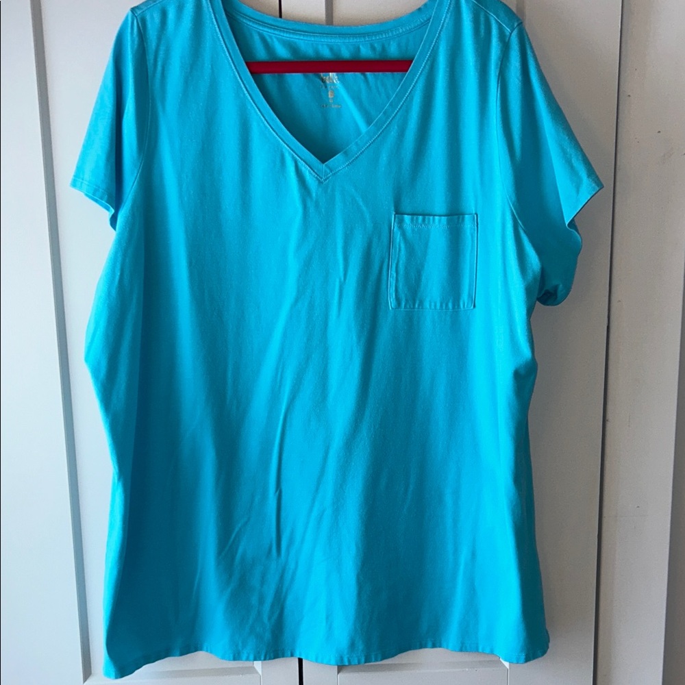 Belle by Kim Gravel Aqua V-Neck Tee